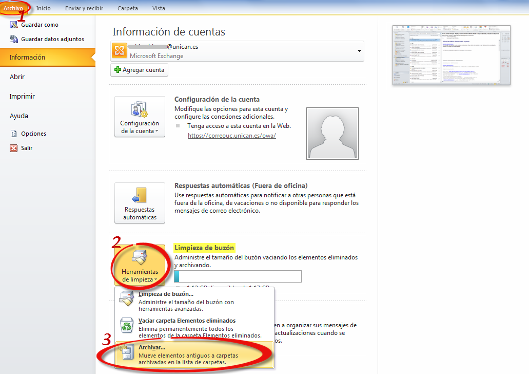 Buzon lleno best sale office 365