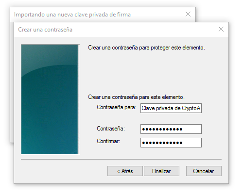 certc Nivel de seguridad Alto para certificado, paso 2