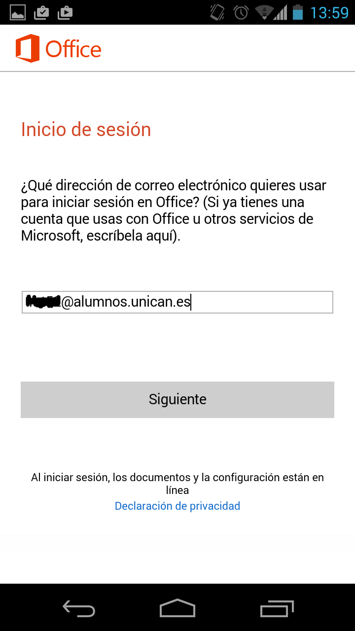 Validación de cuenta corporativa - Paso 2
