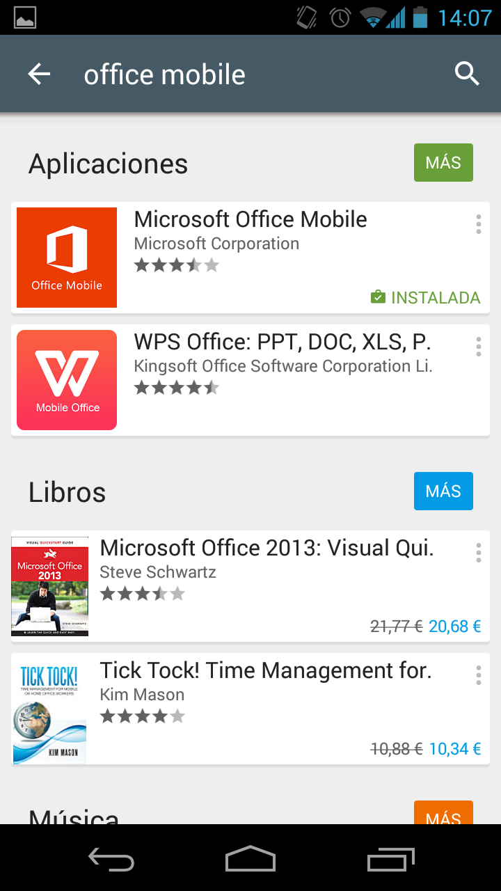 Office en la Play Store de Android