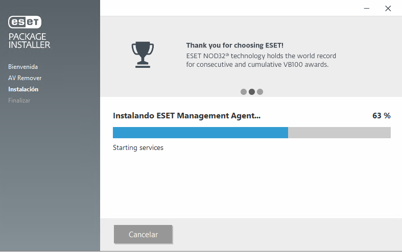 Ejecución del instalador de ESET - Paso 2