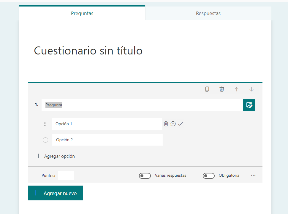 Cuestionario en Forms