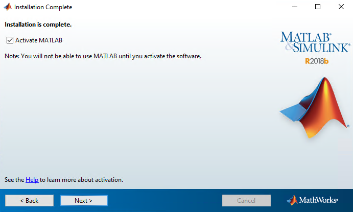 Aviso post-instalación de activación de Matlab