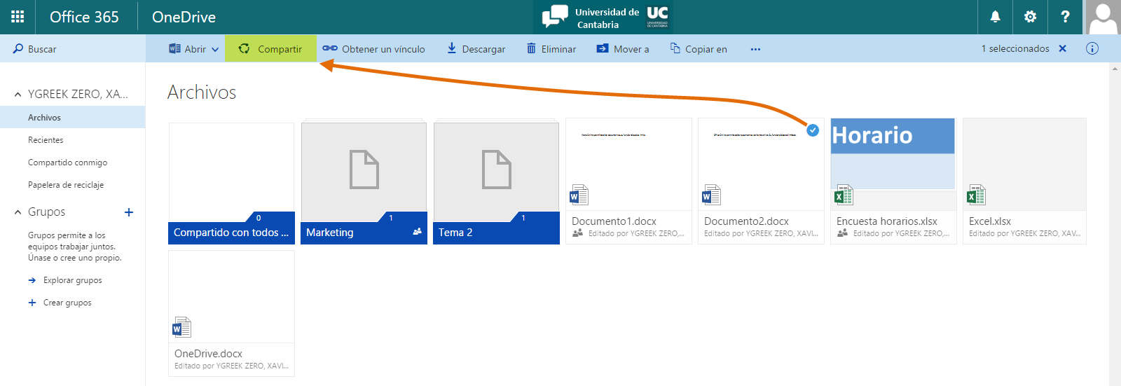 Gestión de archivos en Onedrive 3