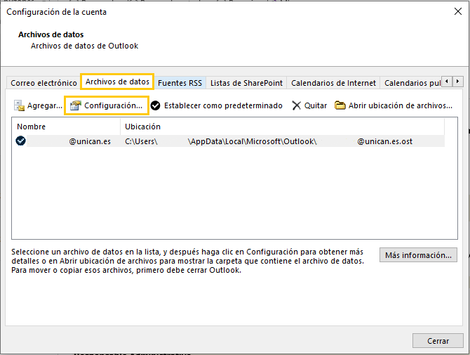 Añadir buzón común en Outlook - Paso 2