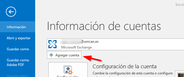 Agregar cuenta en Outlook - Paso 2