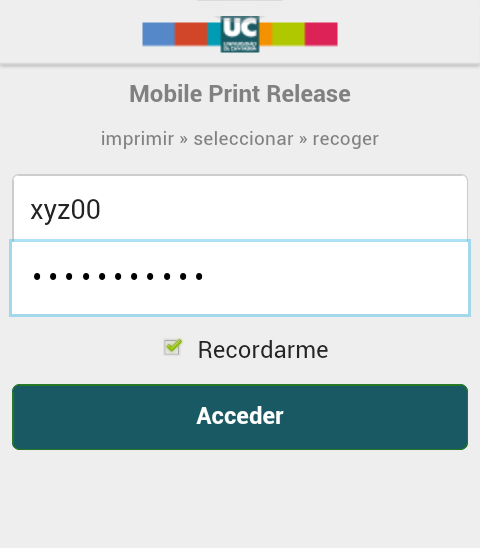 Validación en SIUC Mobile Print Release