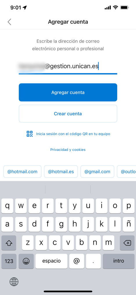 Configurar buzón personal en Outlook - Paso 1
