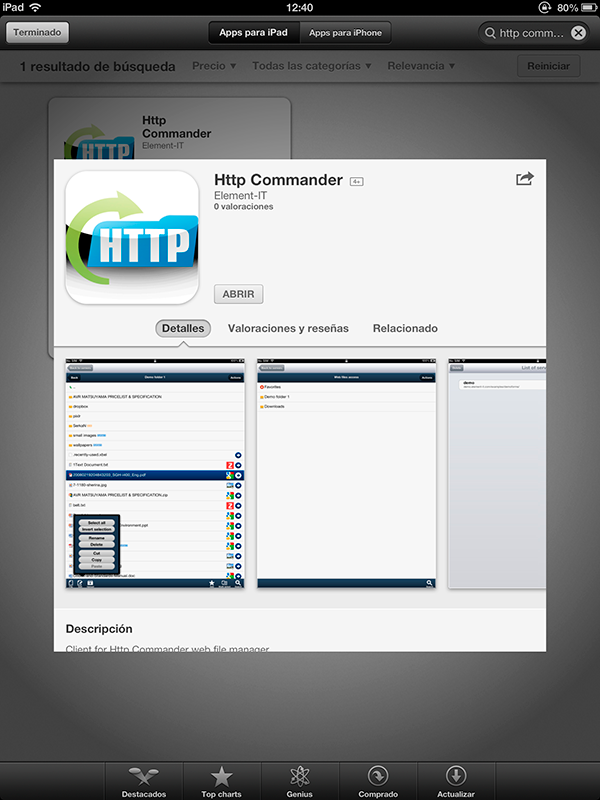 HTTPCommander en AppStore