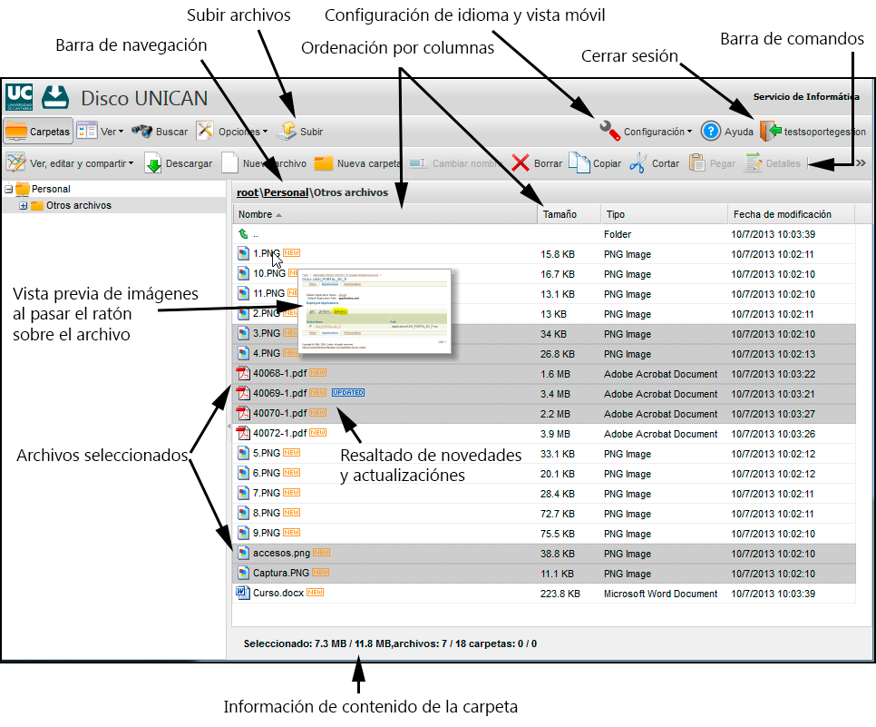 UI de HTTPCommander