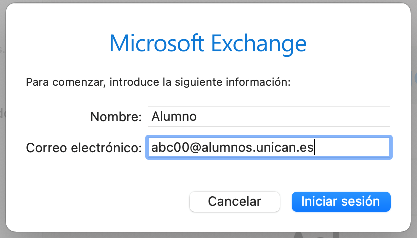 Introducción de credenciales corporativas