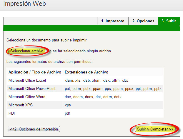 Selección de documento a imprimir